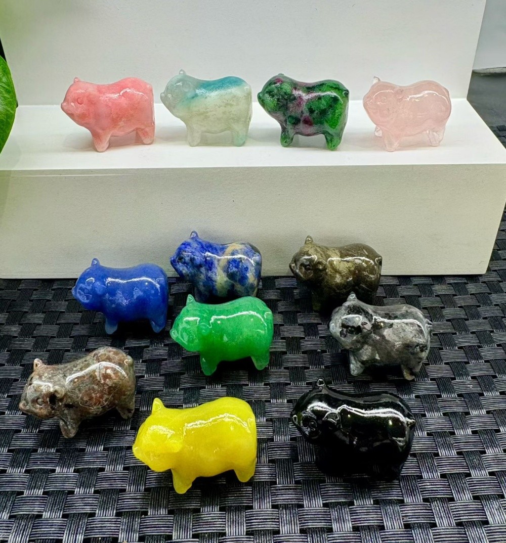 10pcs Mix Natural Quartz Crystal Carved Crystal Pig Skull Wholesale Healing Gift