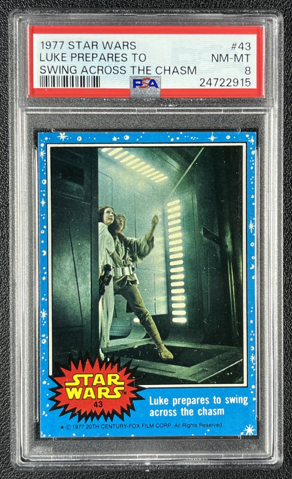 LUKE PREPARES TO SWING ACROSS THE CHASM PSA 8 1977 TOPPS STAR WARS #43 2915