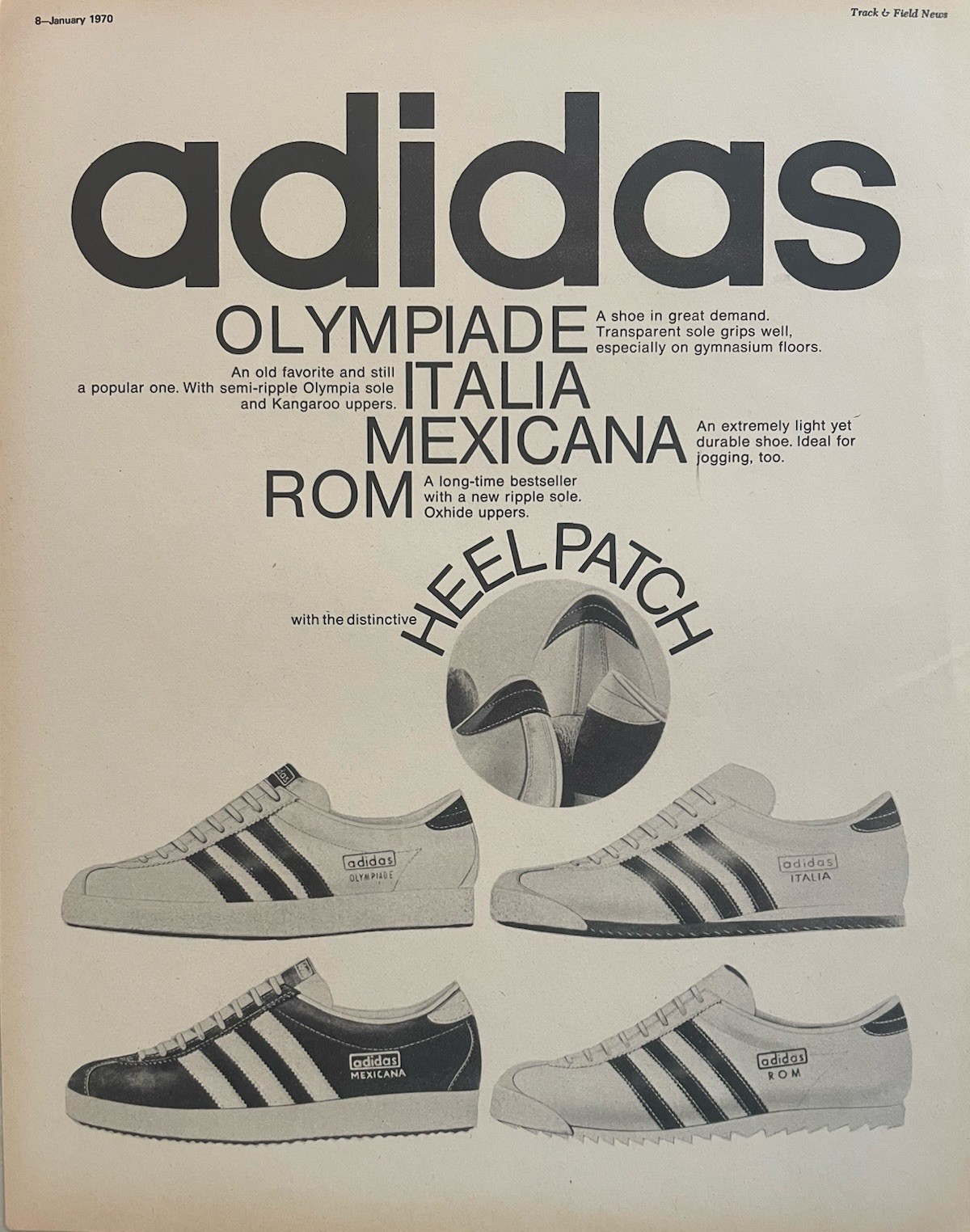 Adidas Shoe Ad                           ADIDAS OLYMPIADE, ITALIA, MEXICANA, ROM