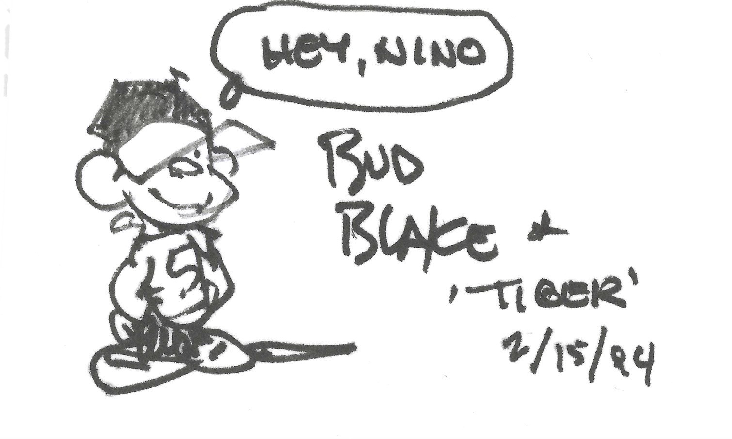 Bud Blake Hand Drawn & Signed Original Tiger Sketch 3x5