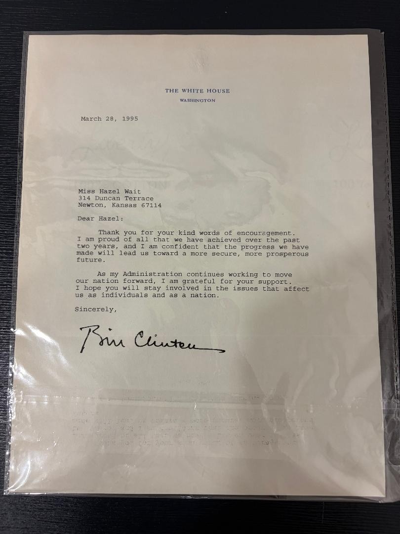 Bill Clinton White House Letter March 1995 Presidential Correspondence Signed