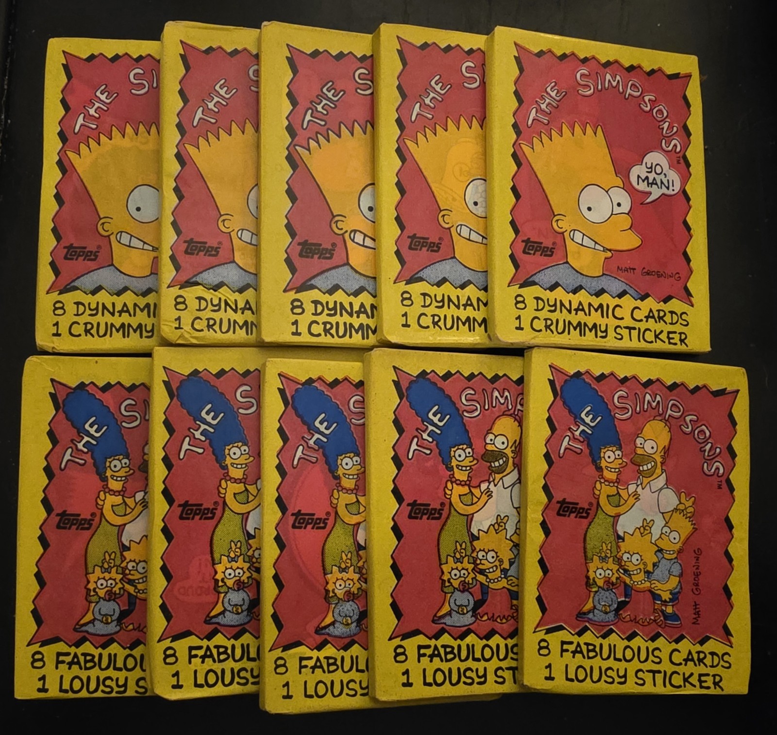  1990 Topps The Simpsons Original Factory Sealed Pack Lot Of 10 🔥