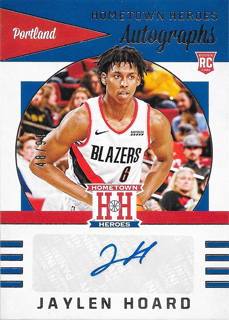 2019-20 Panini Chronicles Jaylen Hoard Hometown Heroes Auto RC /99 Blazers NBA
