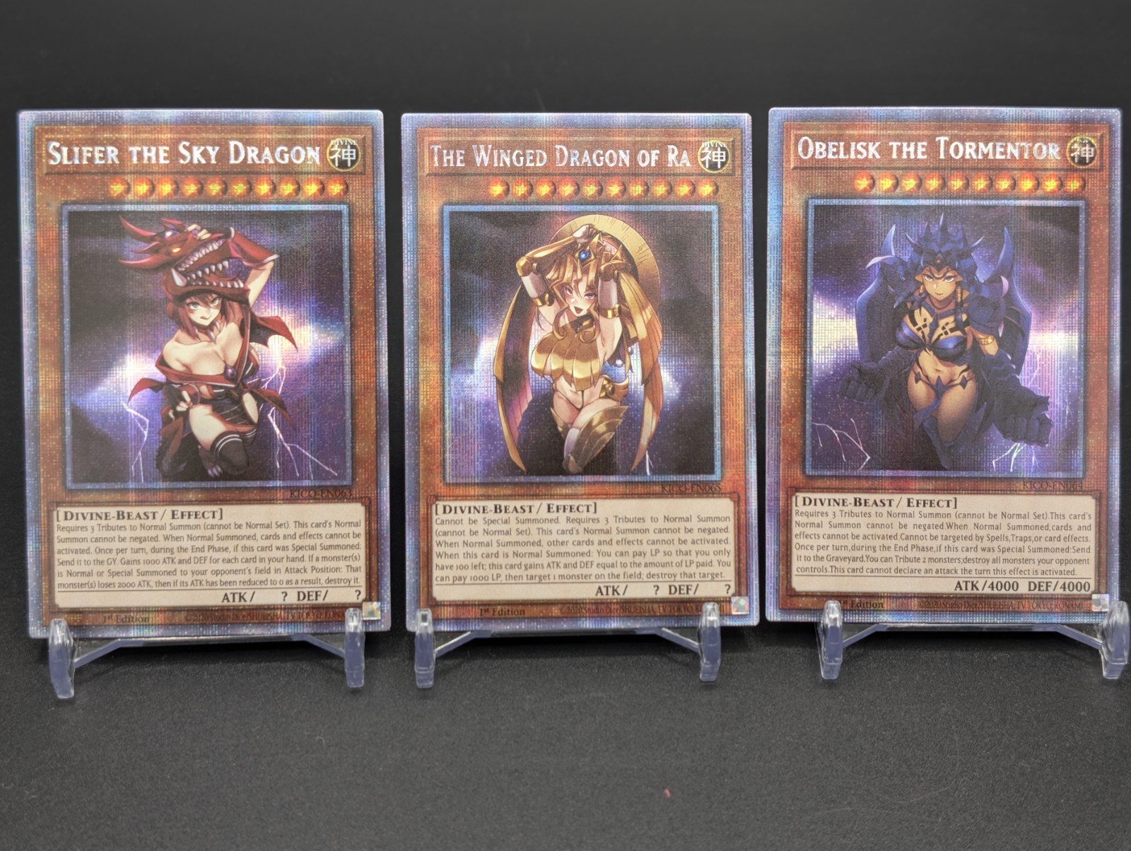 Obelisk, Slifer, Ra - 3 Waifu Yu-Gi-Oh HOLO Foil Rare Doujin Card