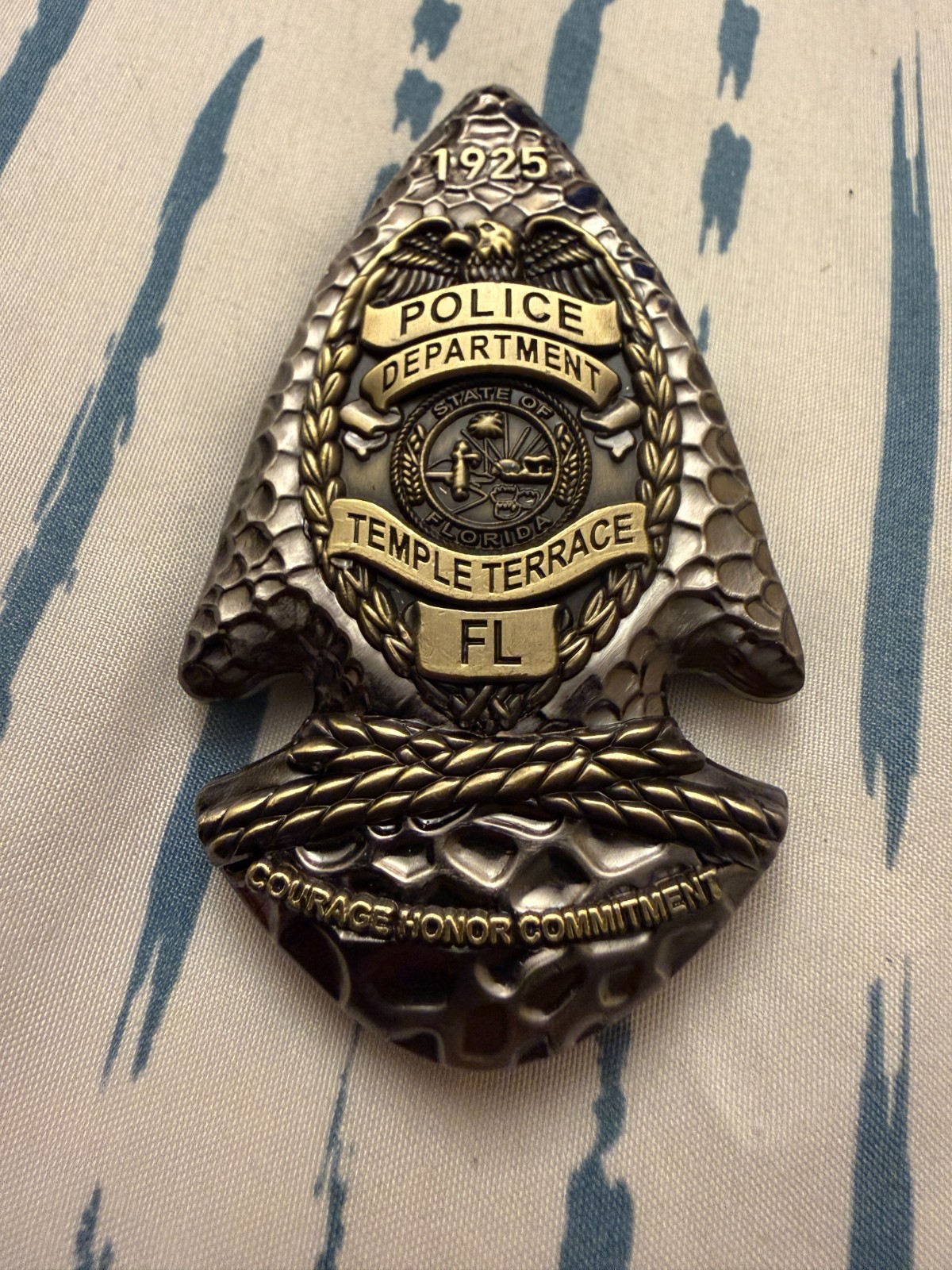 Temple Terrace FL Police Department 1925 Arrowhead Challenge Coin Florida PD