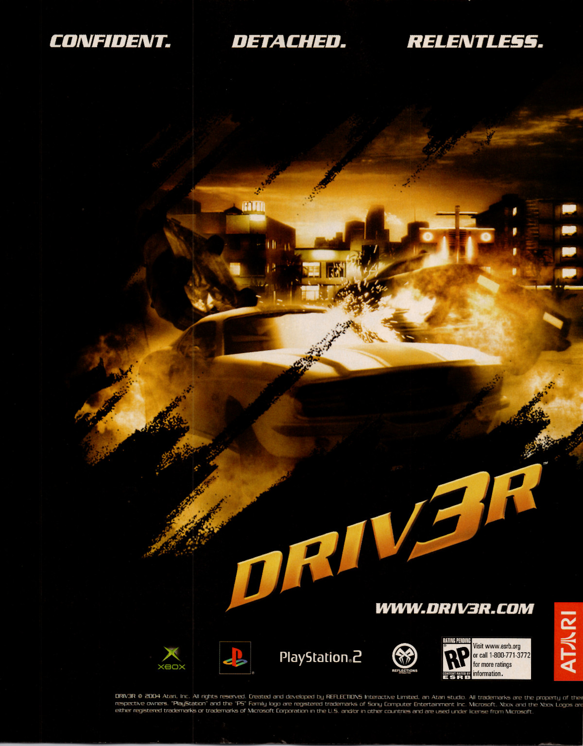 Atari DRIV3R Driver 3 Magazine Ad PS2 Xbox Video Game Print Gold Black 2004