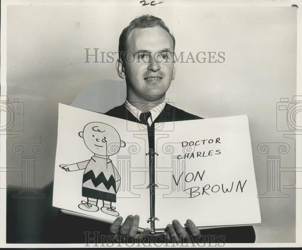 1962 Press Photo John Pushkar, St. Mark Lutheran Church draws Charlie Brown