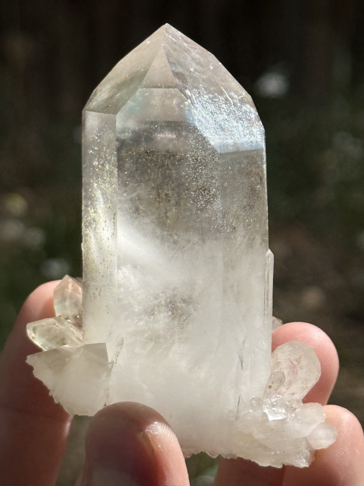 RARE Papagoite and Ajoite included Quartz point - Perfect condition - Messina SA