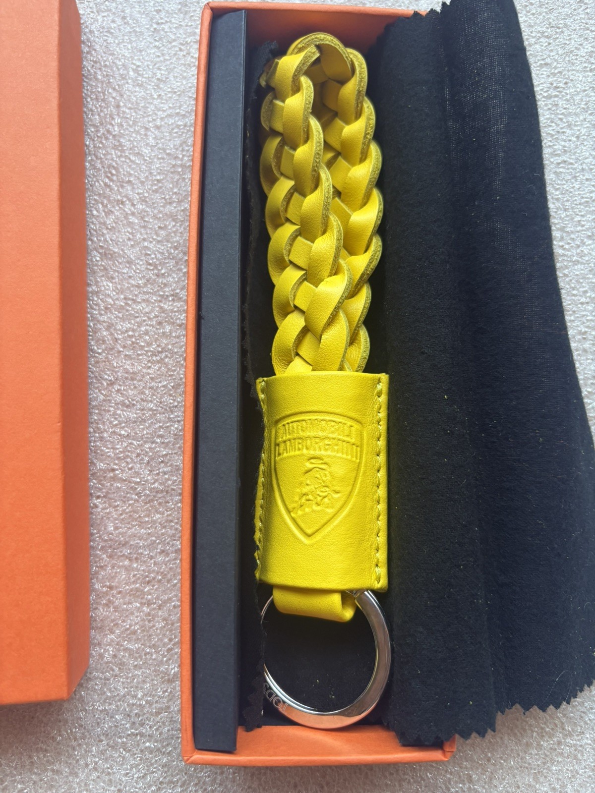 Tod\'s for Automobili Lamborghini Yellow Leather Braided Keychain