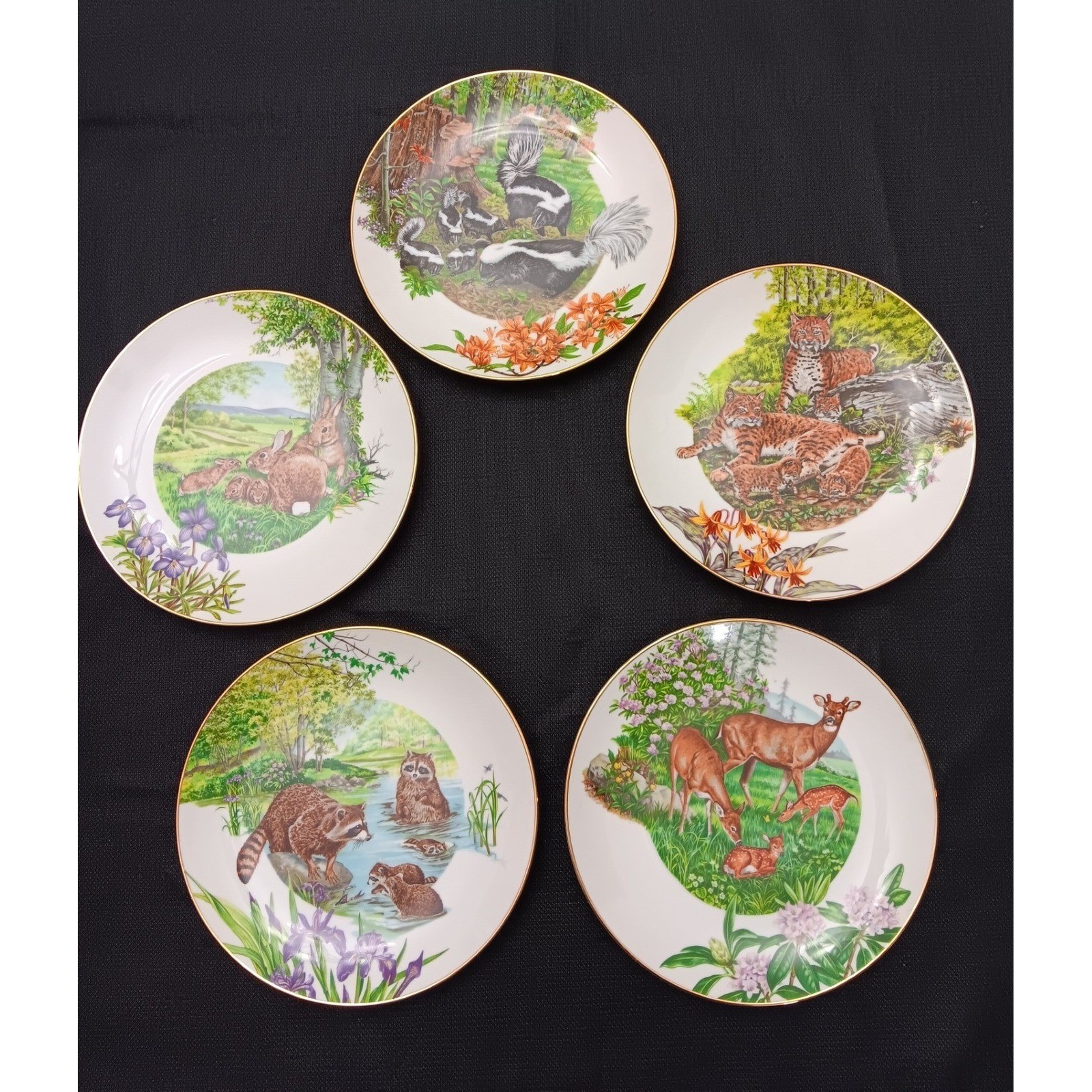 Vintage 1983 Southern Living Forest Families Plates by Barlowe - Set of 5
