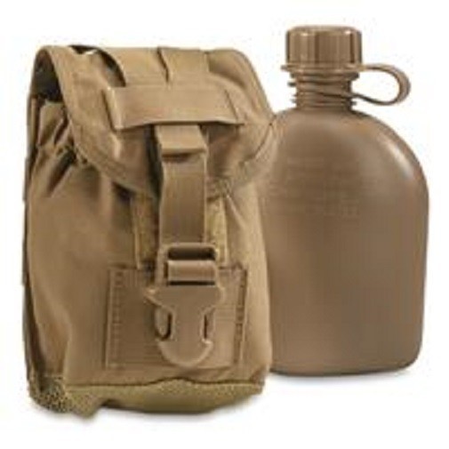 BOTH NEW N BAG SET US USGI 1QT BROWN CANTEEN & USMC MOLLE COYOTE COVER POUCH