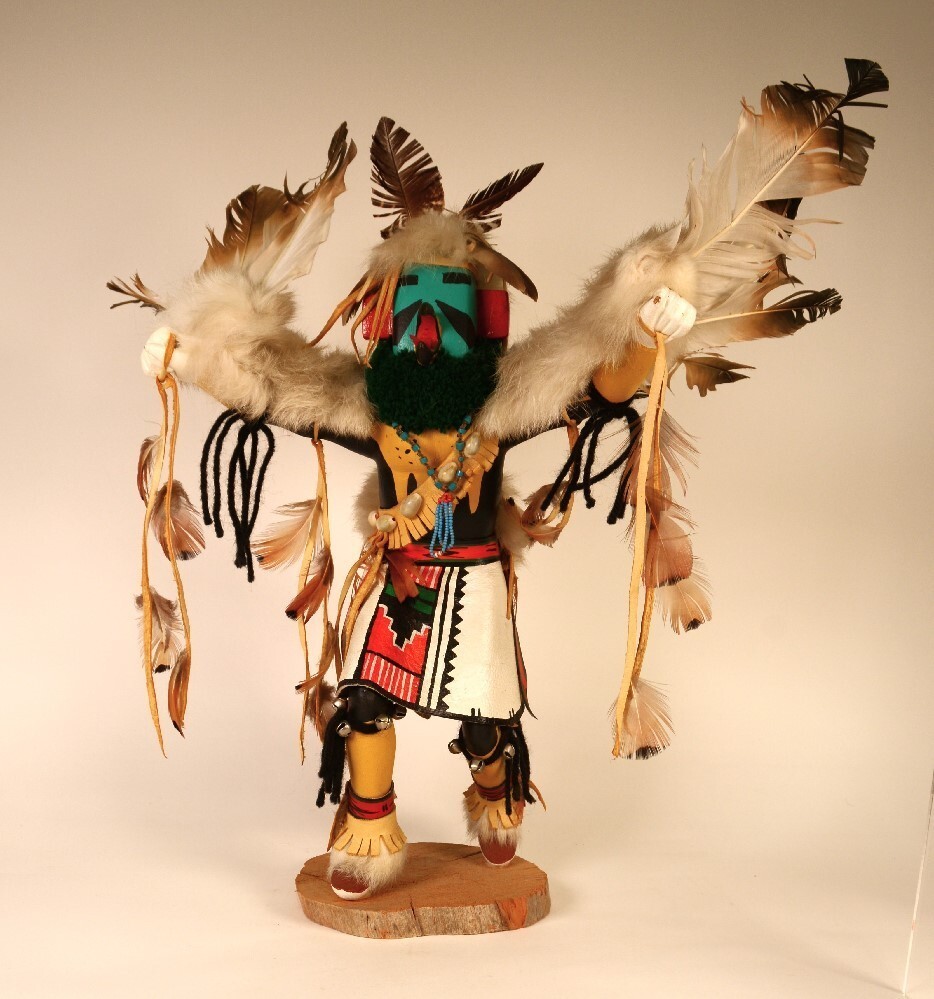 Large Size Navajo Mexican Eagle Kachina By Henry Sloan Figurine
