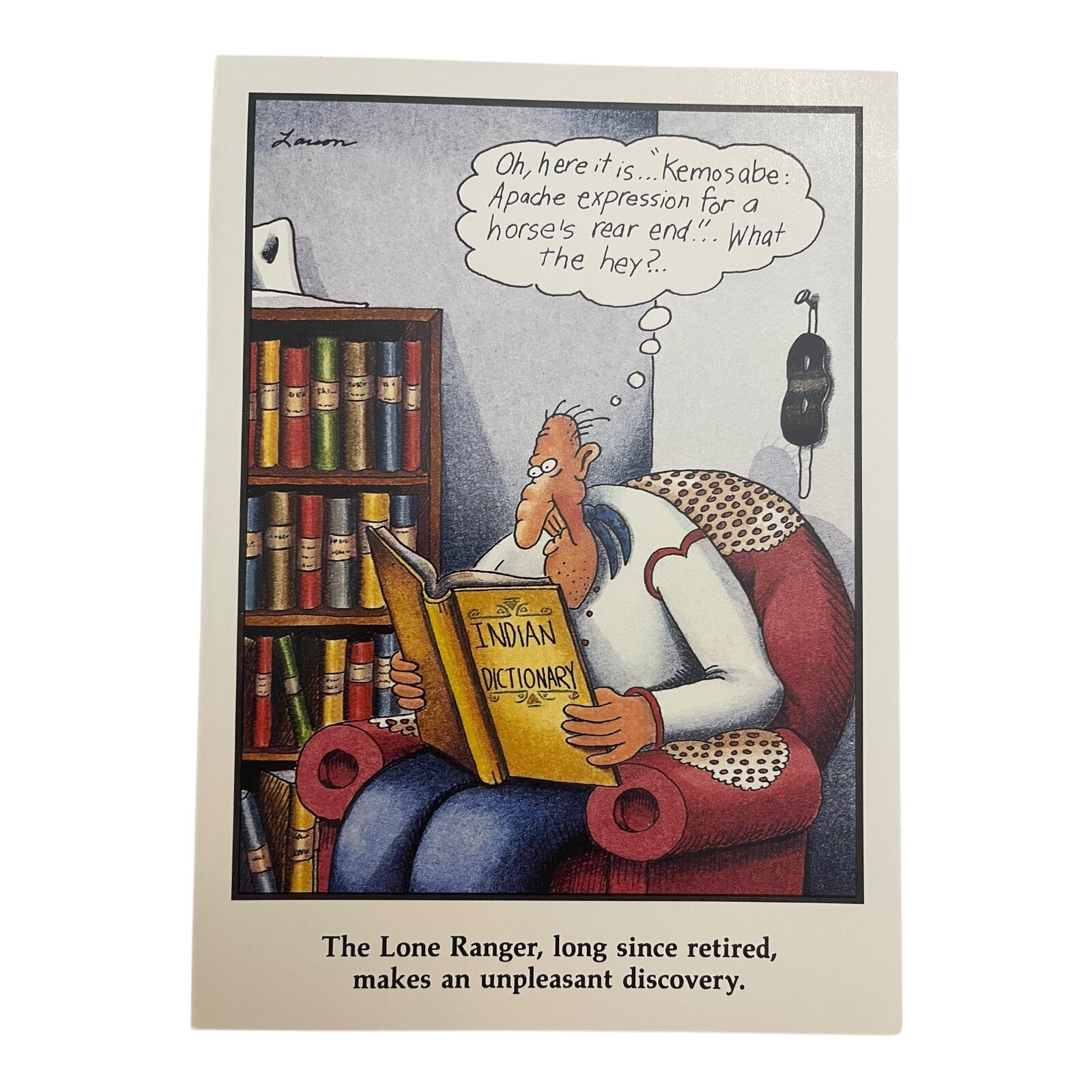 ONE Vtg The Far Side Greeting Card Indian Kemosabe Apache Lone Ranger 1983 Bday