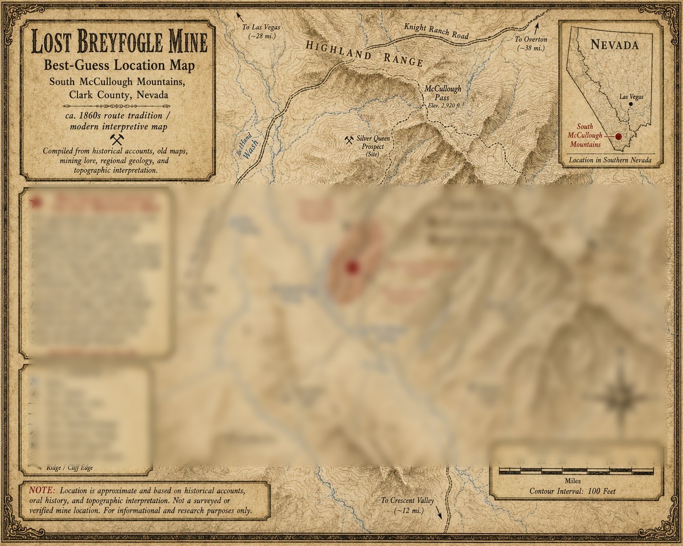 121 Lost Breyfogle Mine in Nevada Treasure Map - Best Location Revealed