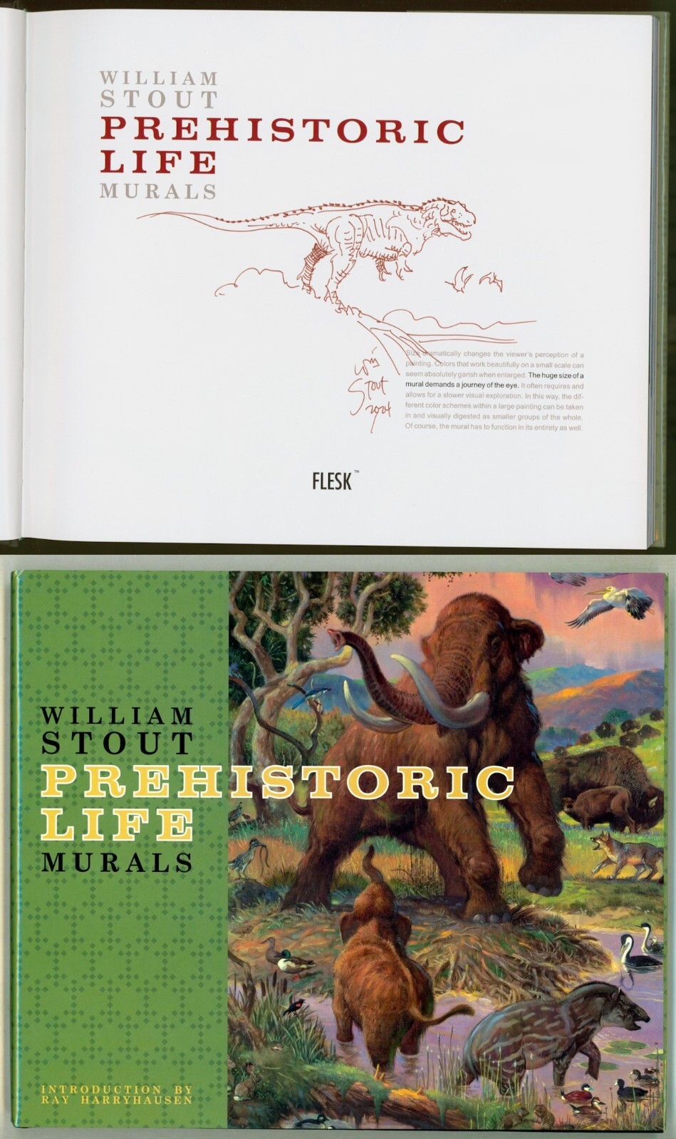 William Stout Signed PREHISTORIC LIFE + Original Dinosaur Art Sketch T-Rex
