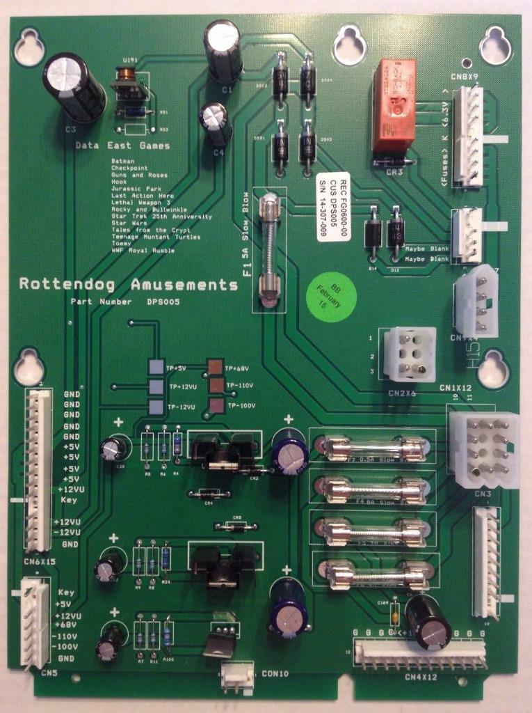 Data East Power Supply Board Replaces #520-5047-01-02-03 for Pinball Machine New