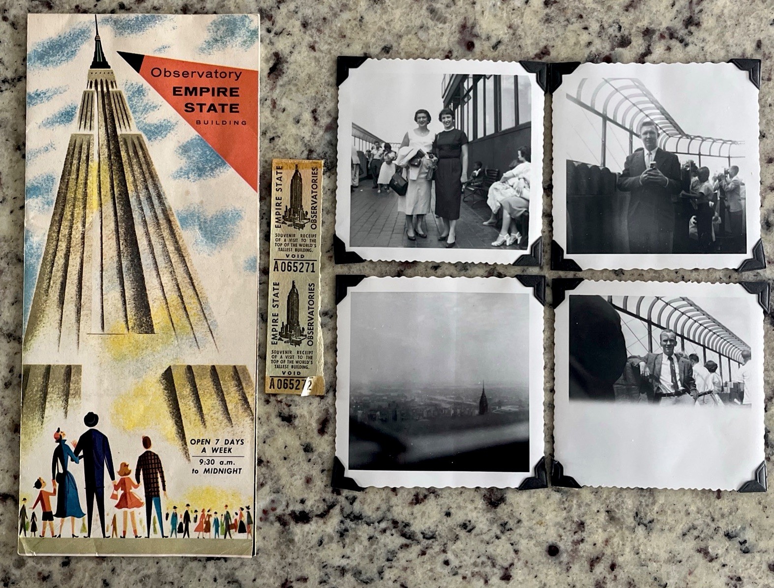 Lot Of 7 1955 Empire State Building Brochure 4 Photos 2 Observatory Tickets