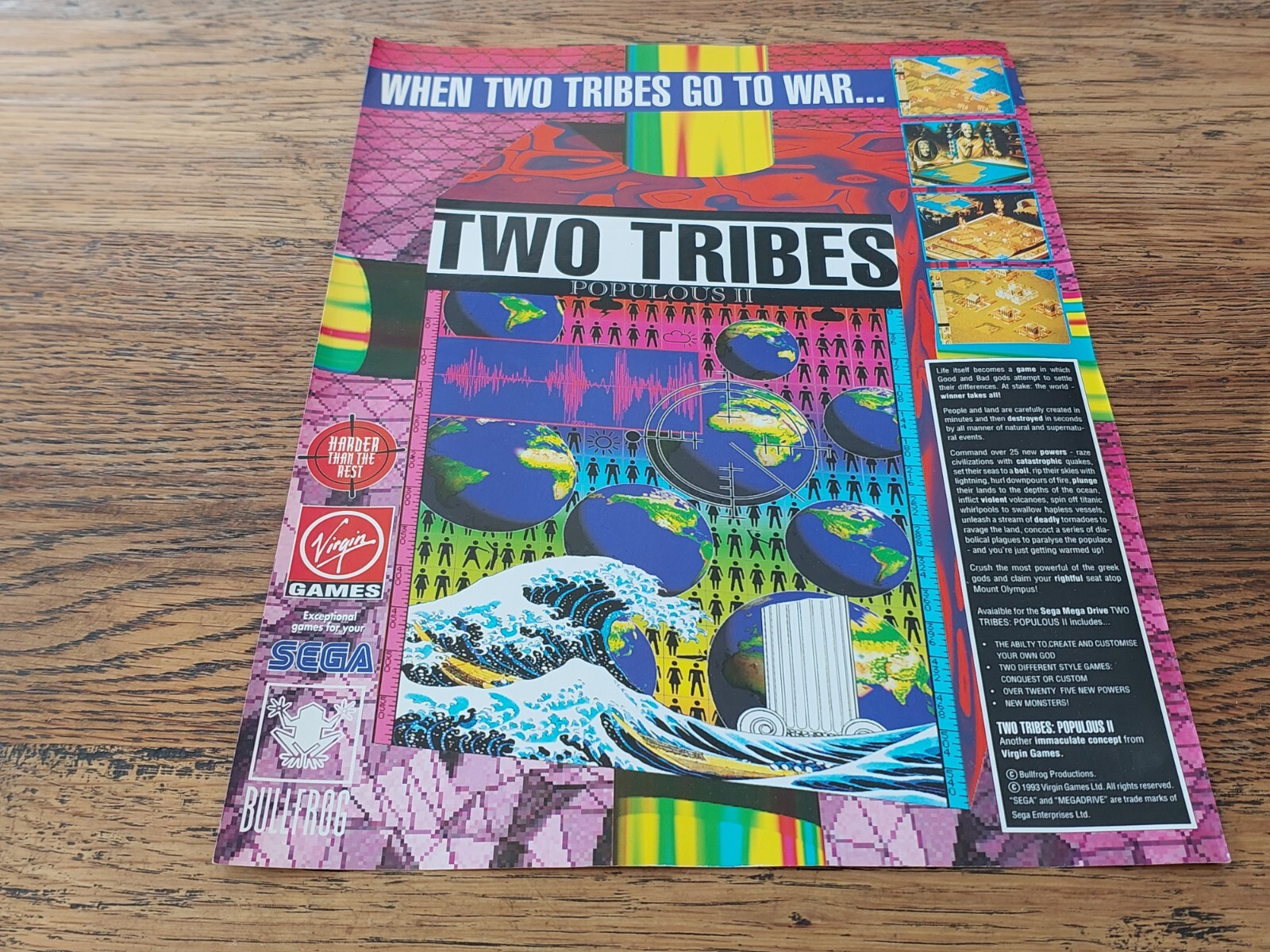 Two Tribes Populous 2 Sega Mega Drive Virgin Game Ad Print Advert
