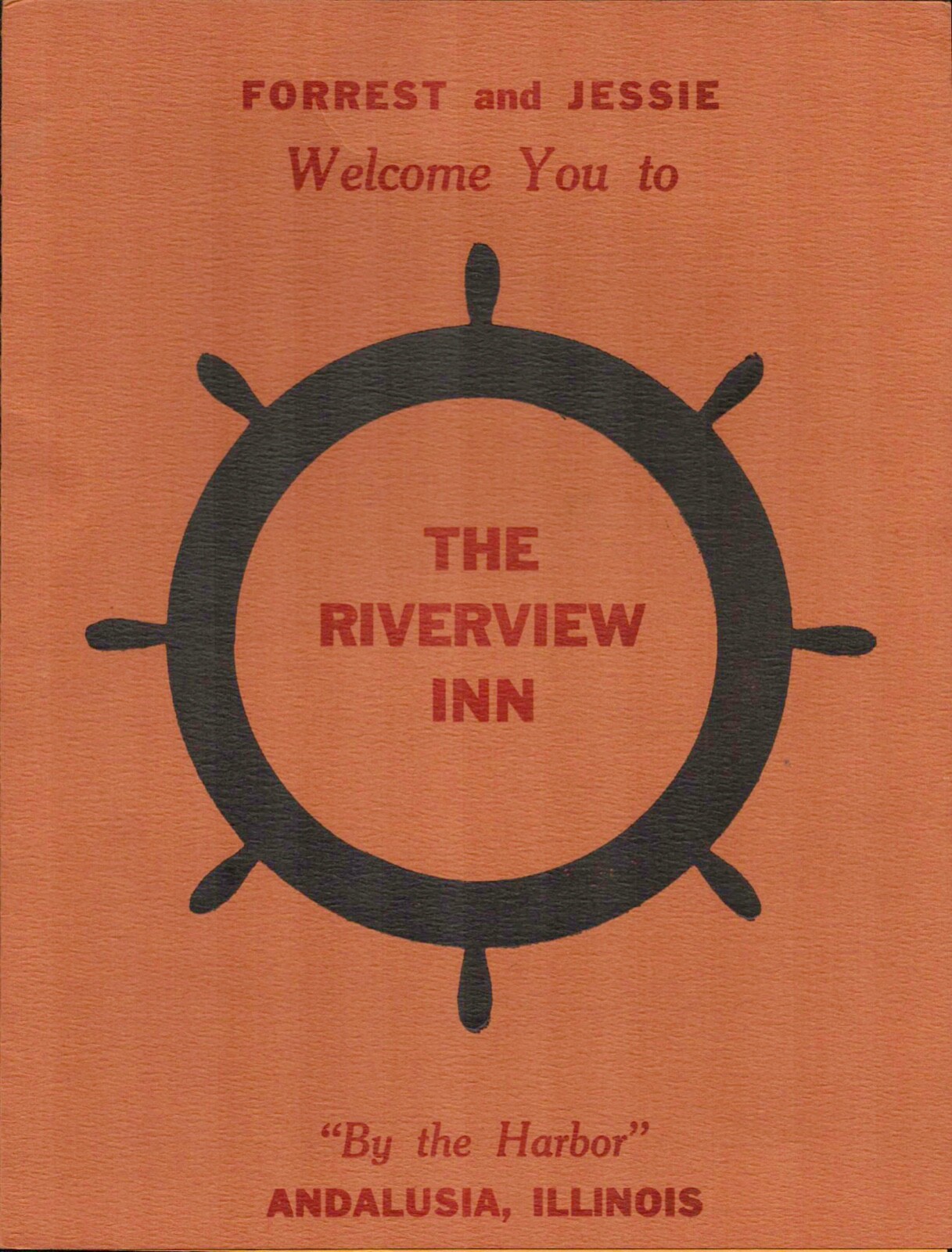 1978 THE RIVERVIEW INN vintage dinner menu ANDALUSIA, ILLINOIS (by the Harbor)