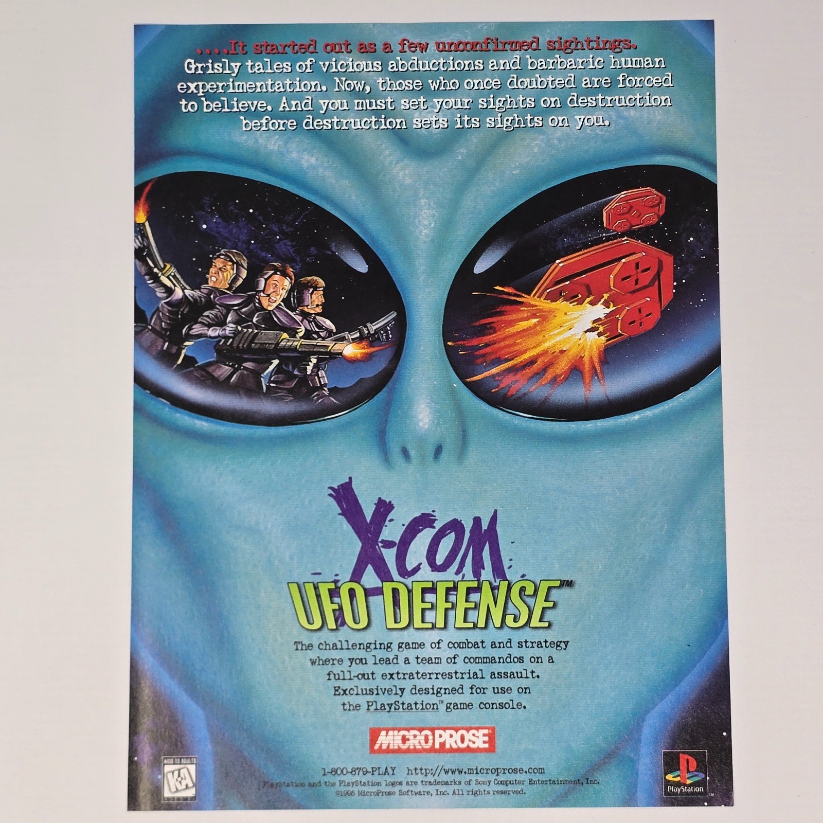 X Com UFO Defense PlayStation PS1 Commandos Print Ad/Poster