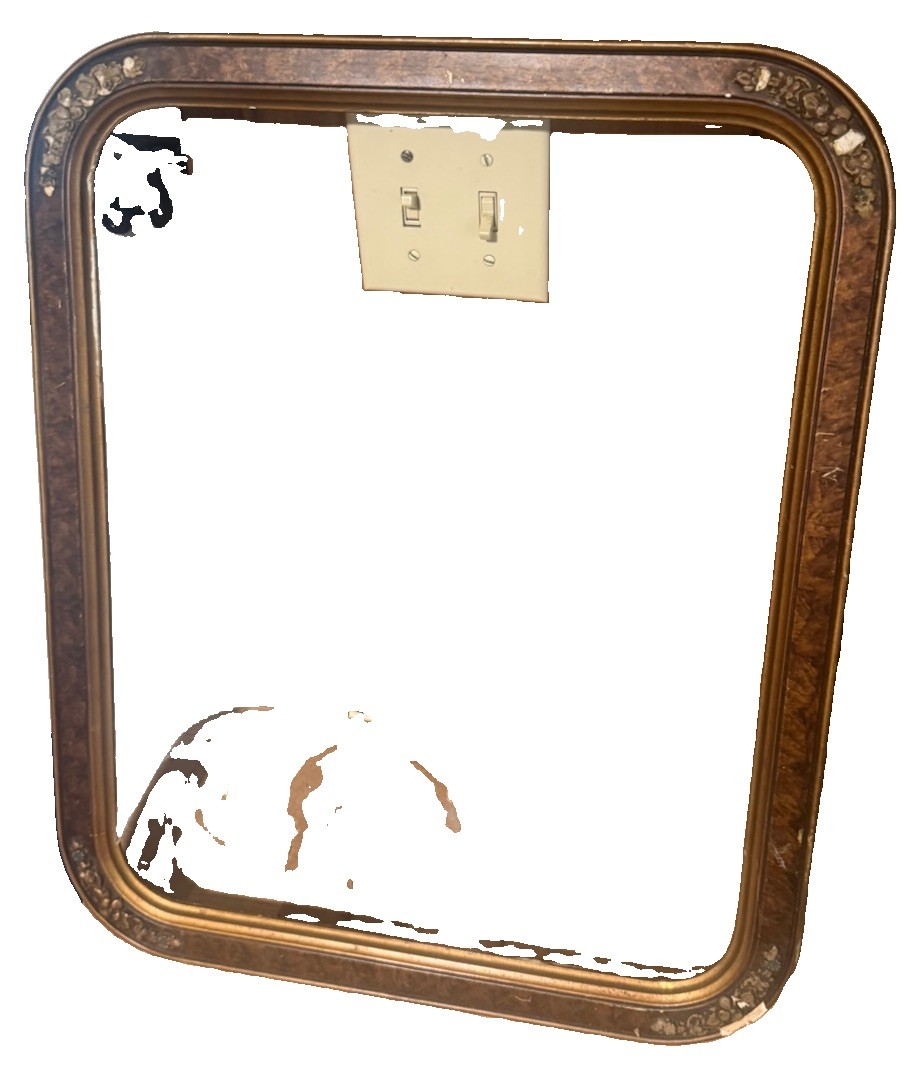 ATQ VTG Wood Fits 16”x20” Gold Gesso Corners Frame Ornate Painting Burl Original