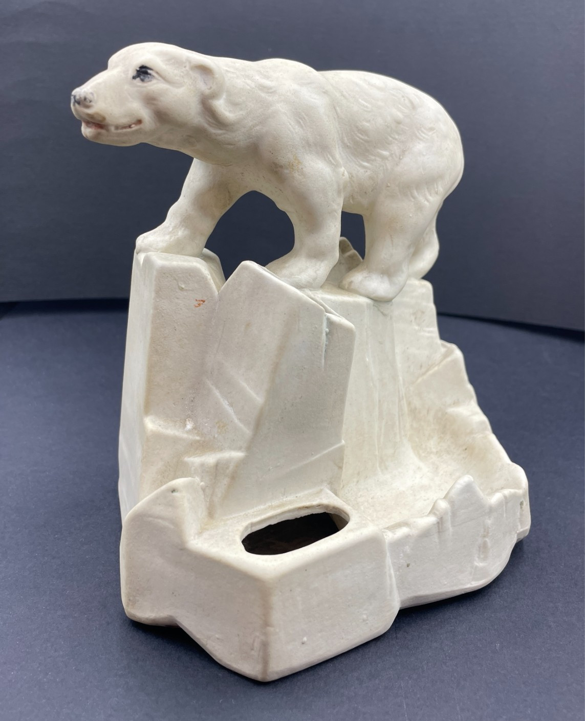 Soviet Porcelain Polar Bear Pencil Holder Gorodnitsa Art Deco Antique 1930s