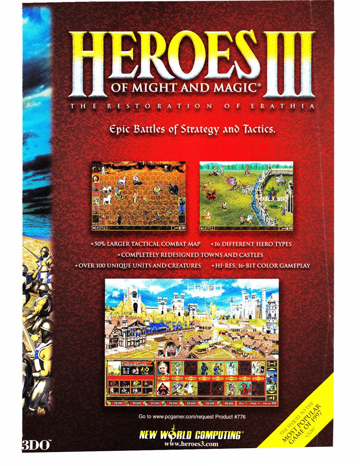 1998 Heroes III Of Might and Magic Vintage Print Ad Attack 3DO Company 3 Pages