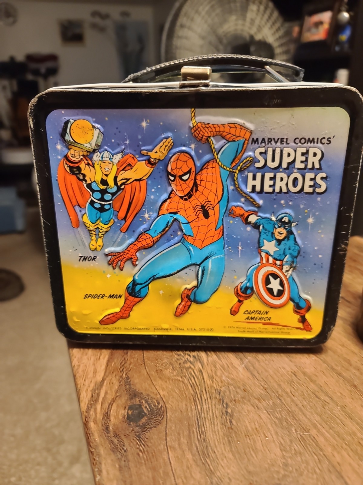 1976 Vintage Metal Lunchbox  Marvel Comic's Super Heroes With Thermos Bottle🔥