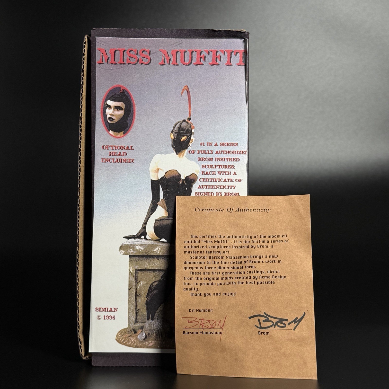 1996 Simian Productions Brom & Carson Signed - Miss Muffit 1:6 Sculpture Kit NEW