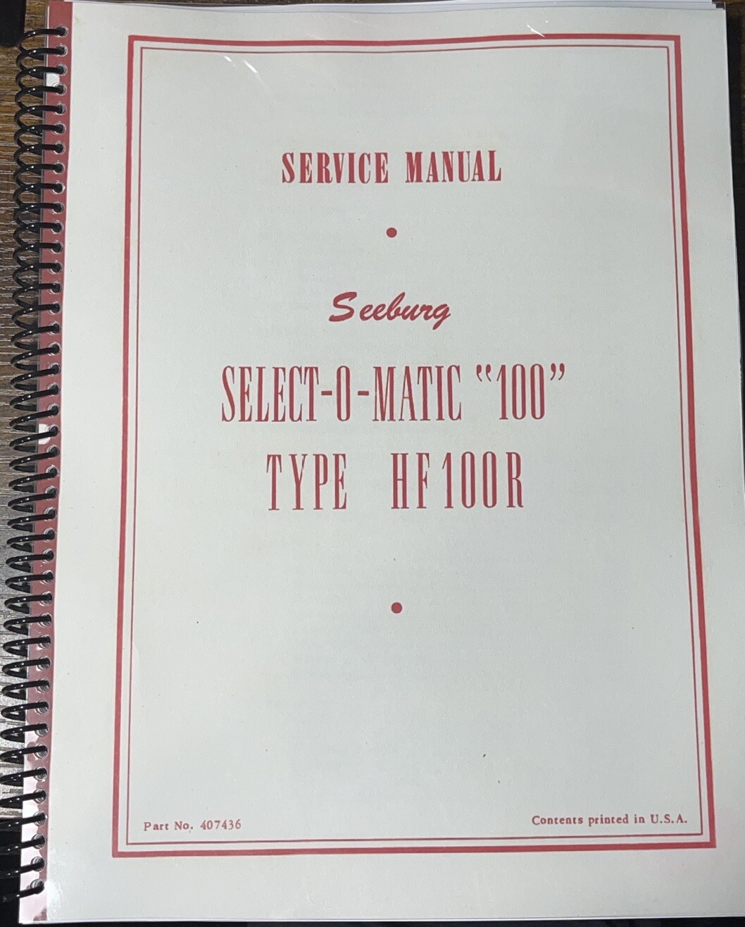 *NEW* SEEBURG HF100R JUKEBOX SERVICE MANUAL *HIGH QUALITY* 171 PAGES