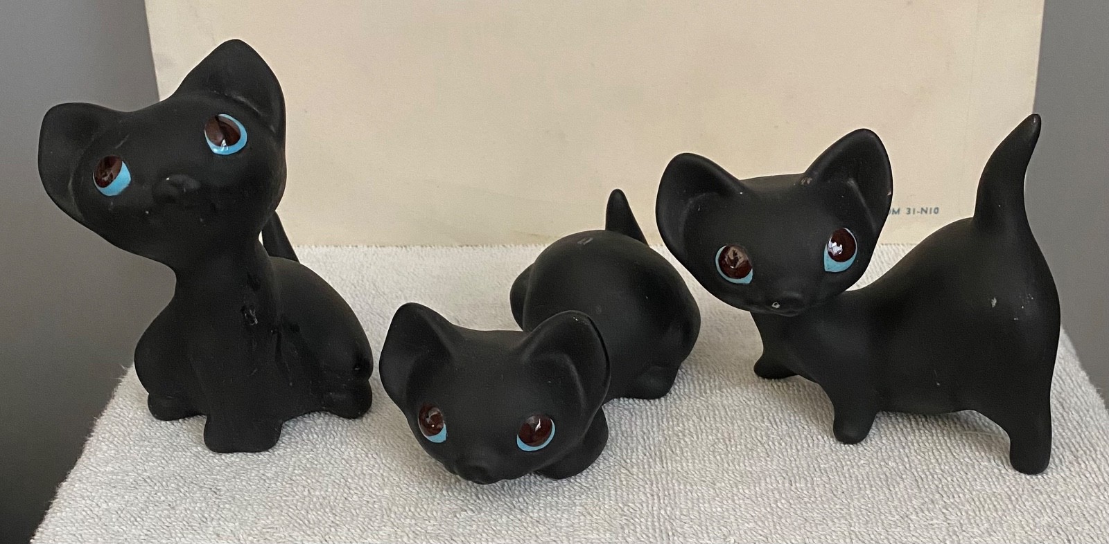 Vintage Freeman McFarlin Black Cat Figurine Set of 3 - Adorable Matte Kittens