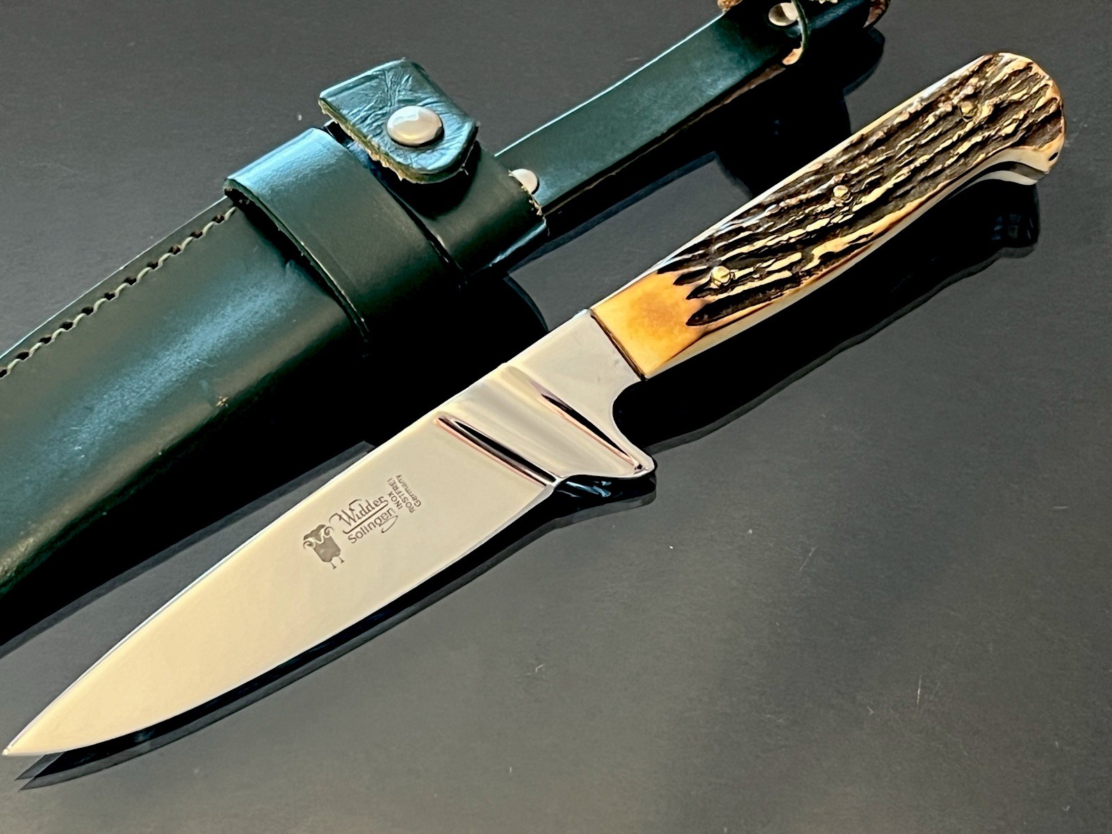 Widder Solingern Germany Rostfrei Stag Drop Point Hunter Knife Full Tang NEW