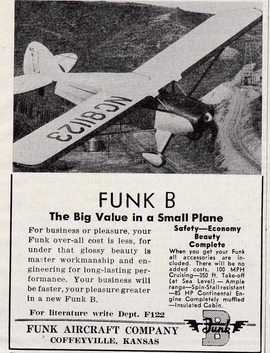 Three 1947 Funk Aircraft ads 8/14/2024h
