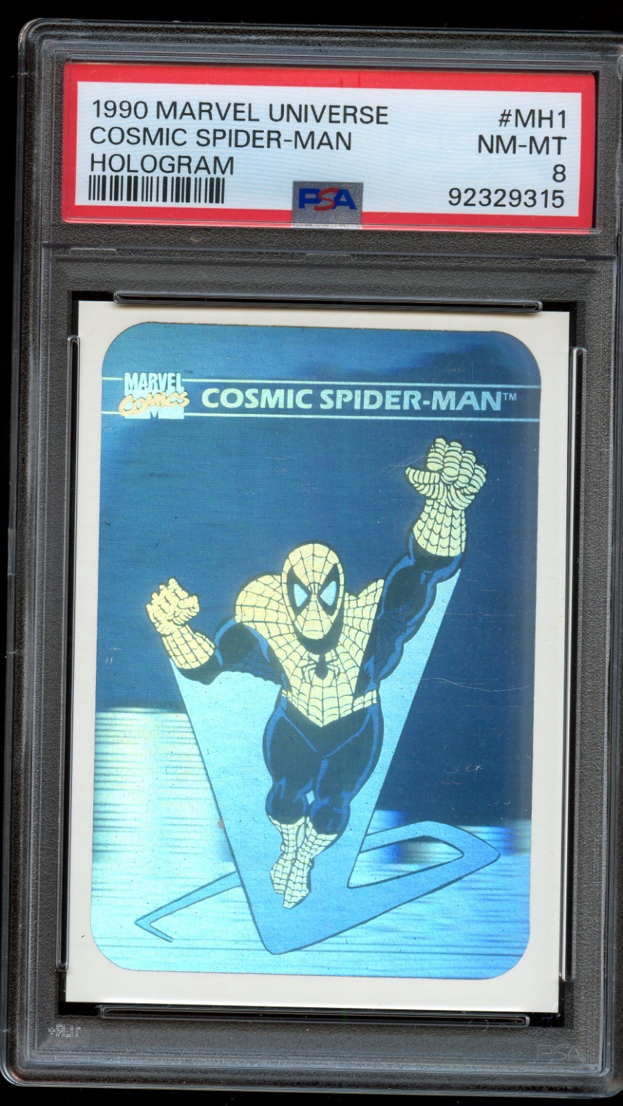 1990 Marvel Universe Cosmic Spider-Man Hologram PSA 8