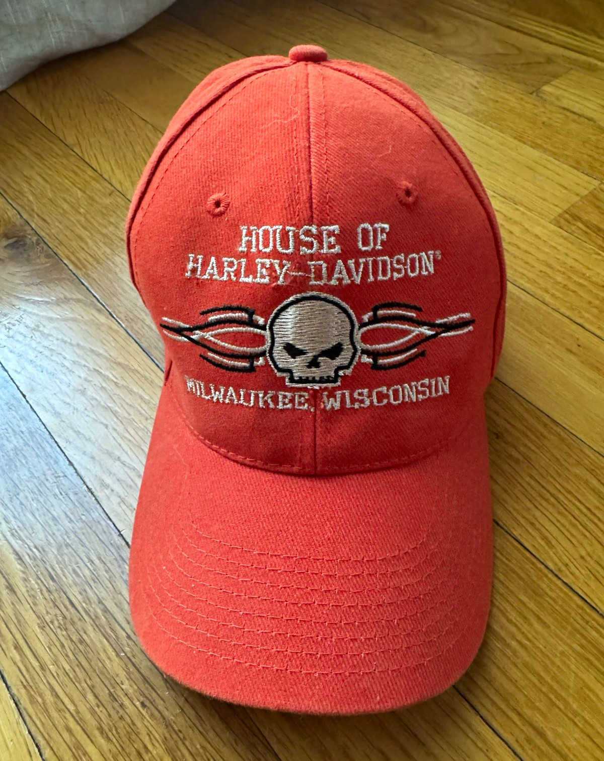 Harley-Davidson House of Harley-Davidson Milwaukee WI Orange Adjustable Cap 6799