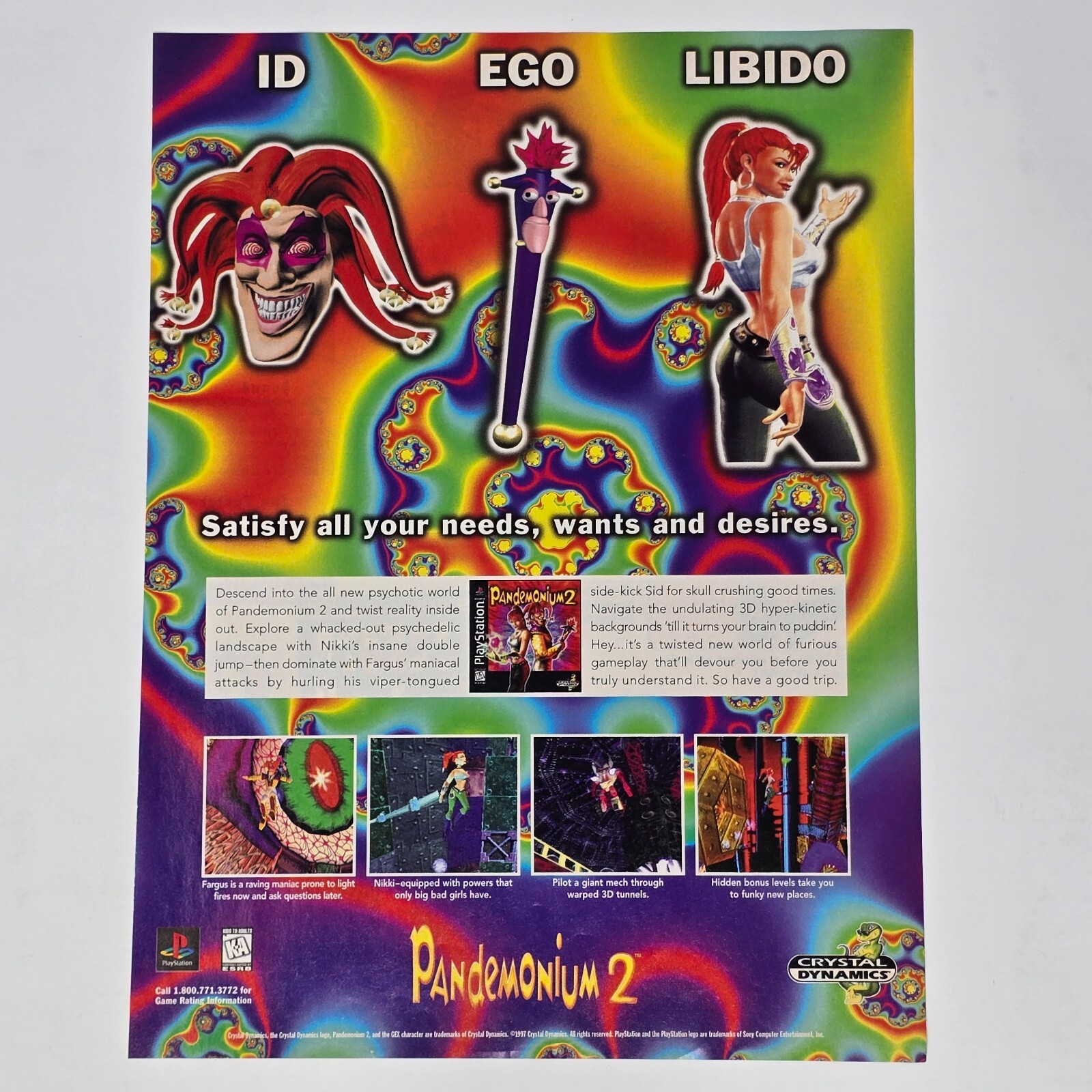 Pandemonium 2 PlayStation 1 PS1 Ego Print Ad/Poster Promo Art