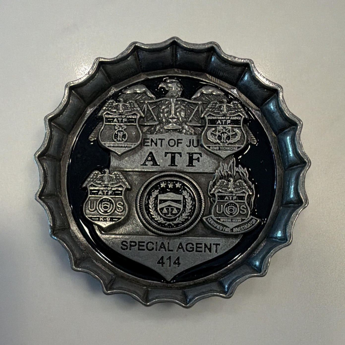 ATF Milwaukee Special Agent 414 Breweriana Collectible Bottle Cap Challenge Coin