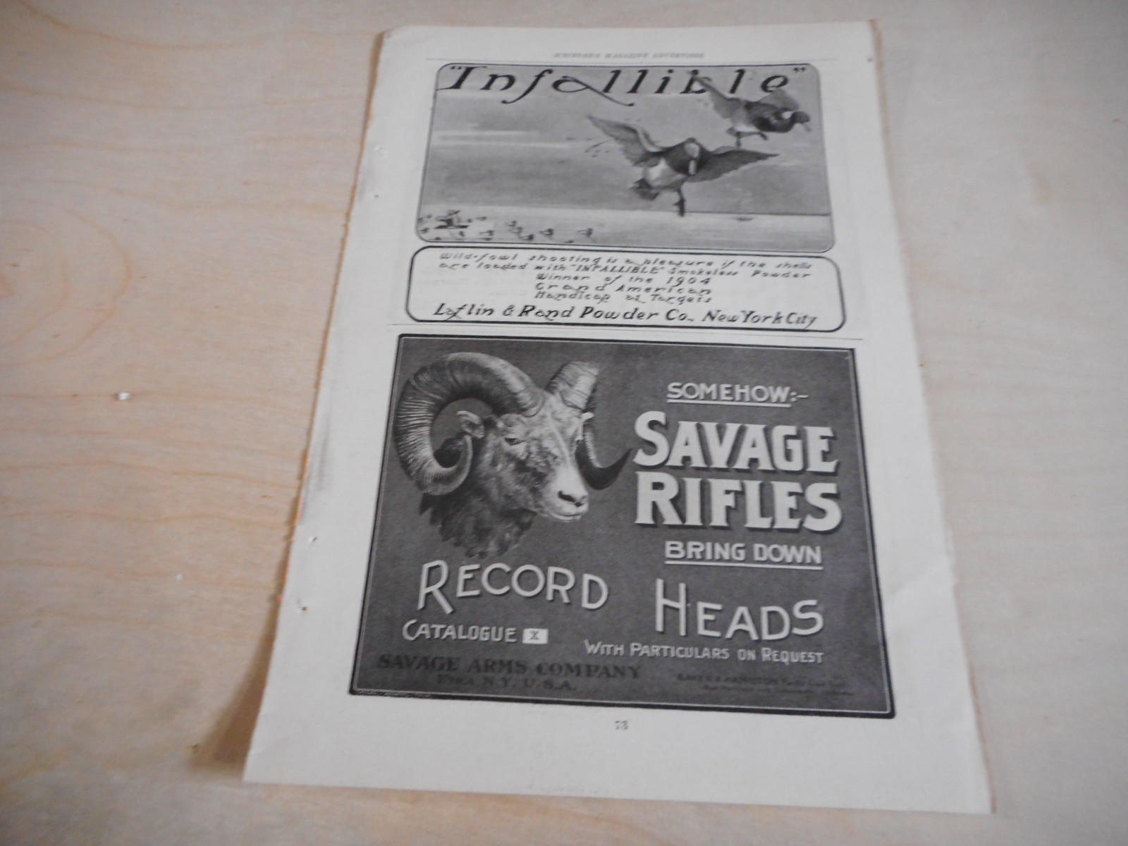 1904 MAGAZINE AD #A4-098 - SAVAGE RIFLES - LAFLIN RAND GUN POWDER
