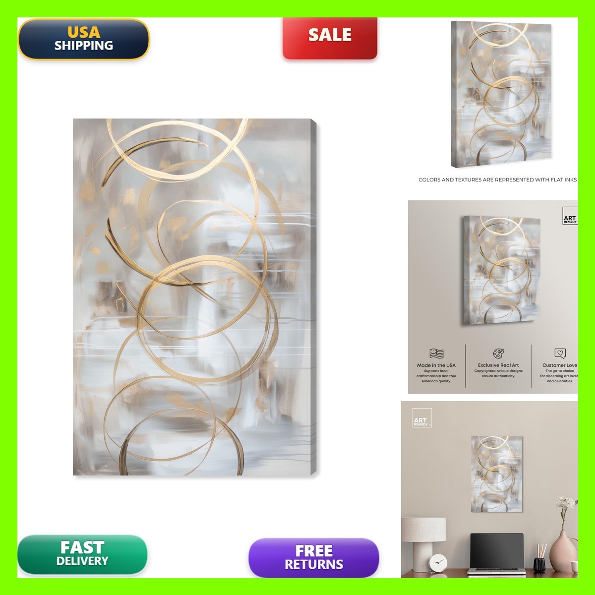 Art Remedy Dune Impressions II Canvas Elegant Gold Abstract, Gallery Wrapped