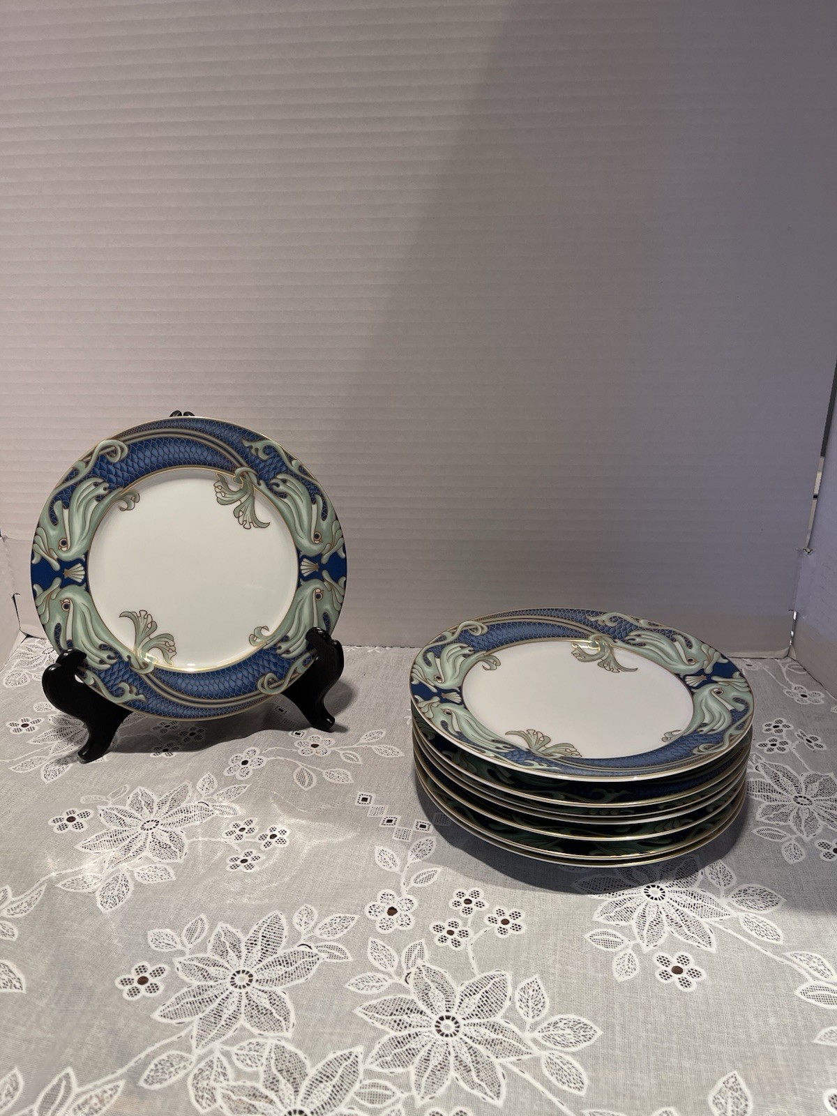 Fitz and Floyd Green Dolphin Street Salad Plates 7 1/4