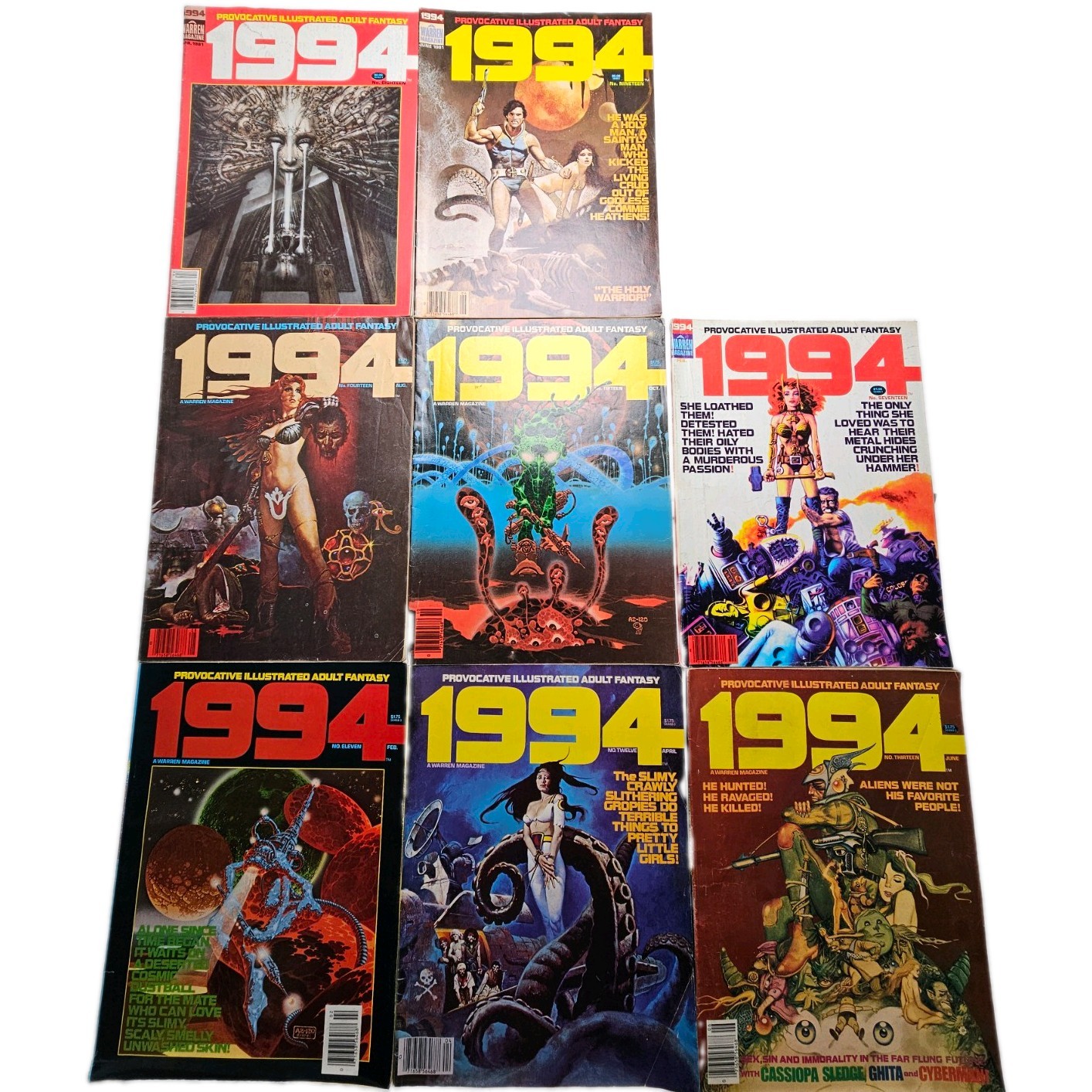 1994 Magazine Lot of 8 from 1980–81 Warren Graphic Illustrations