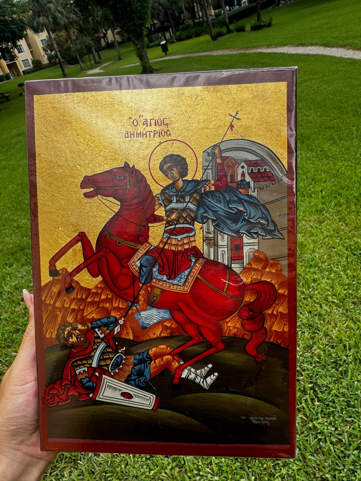 Saint Demetrios of Thessaloniki Orthodox Icon Flat Wood 18kt Gold Leaf