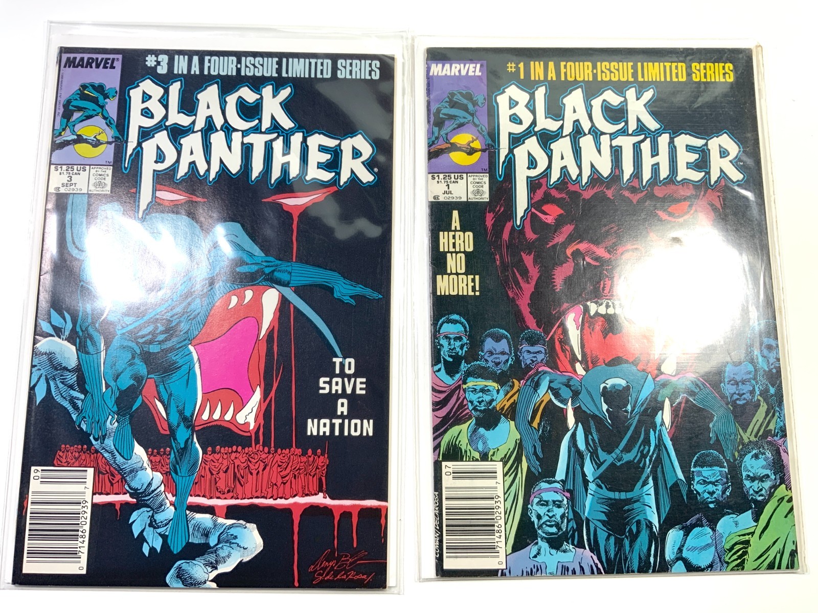 Marvel Comics Black Panther Limited Series, Parts #1 & 3, 1986 Newsstand