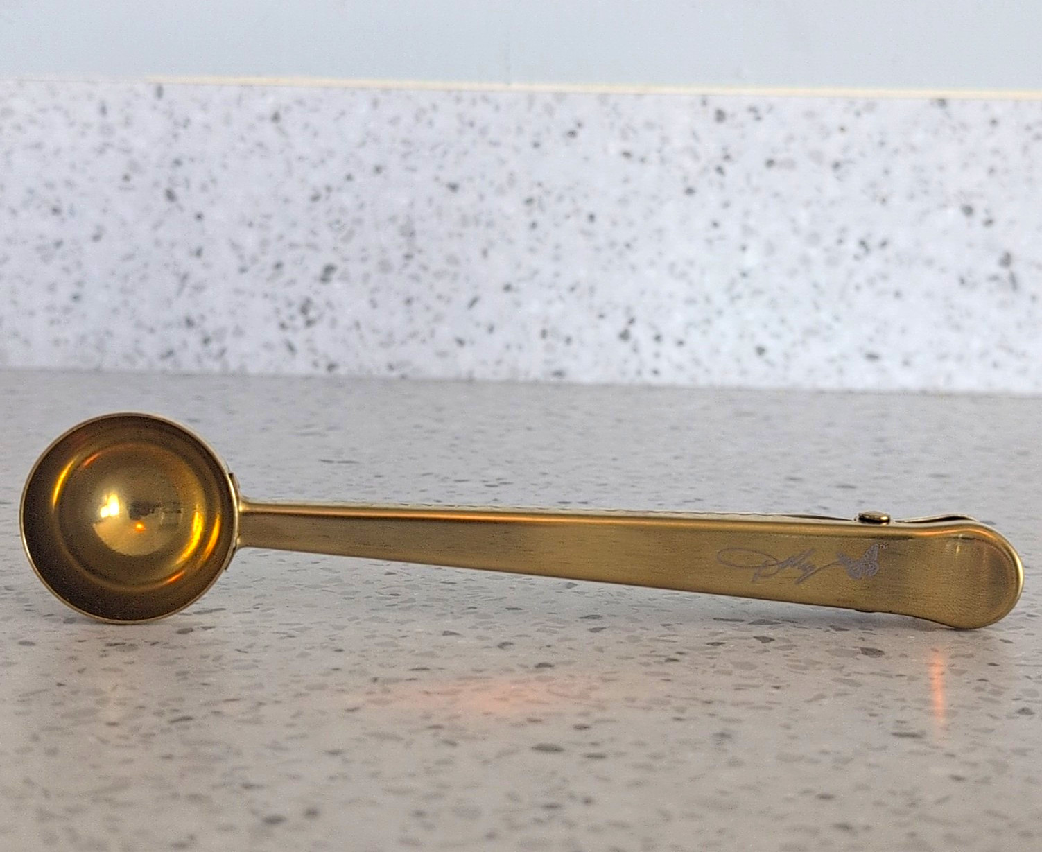 Dolly Parton,Gold Metal Coffee Scoop Spoon with Clip Handle, Metal Handle,