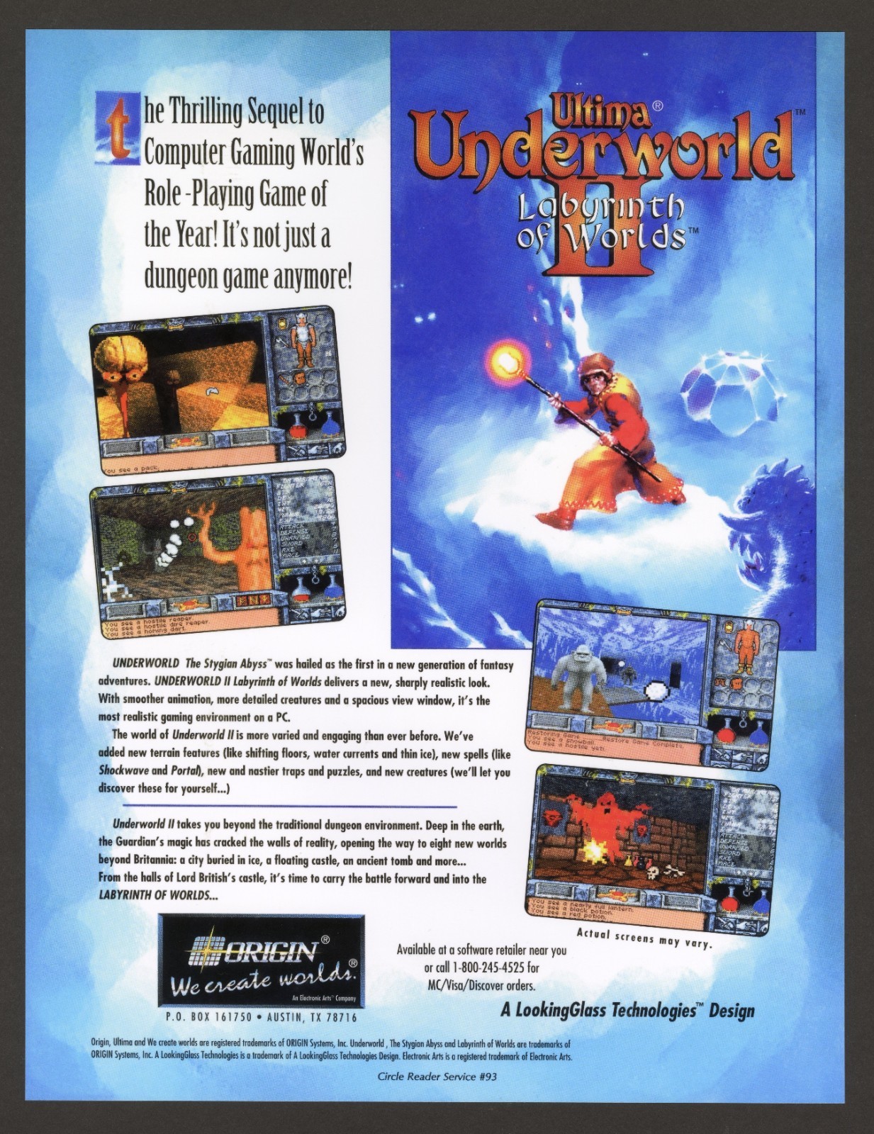 Ultima Underworld II Labyrinth of Worlds PC Game Promo Ad Art Print Poster 2 (B)