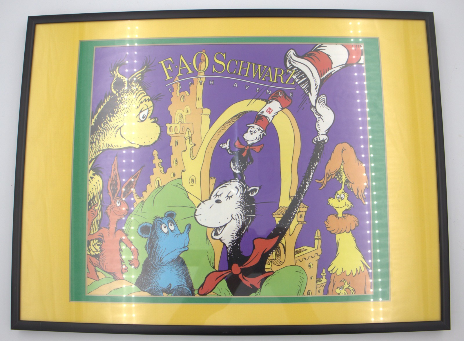 FAO Schwarz Fifth Avenue Dr. Seuss Framed Promotional Art 16.5