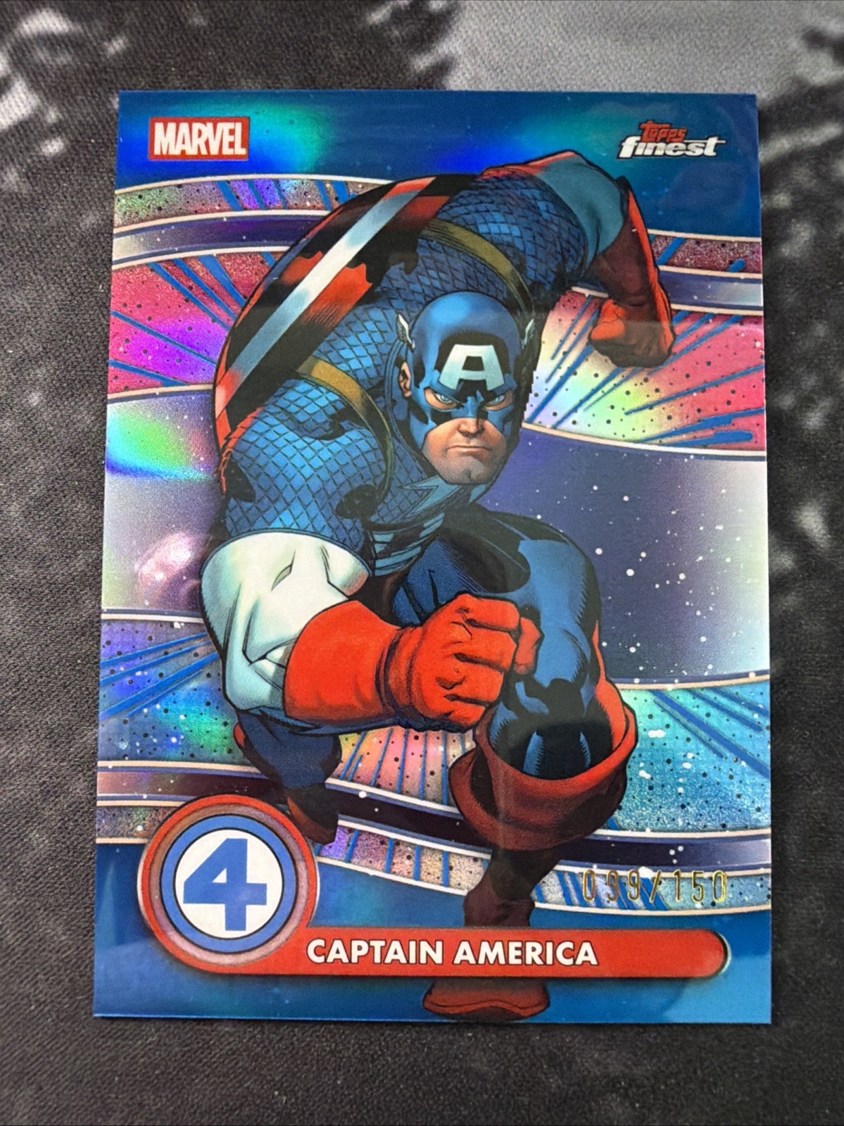 Captain America 2026 Topps Finest Marvel Fantastic 4 Blue Uncommon /150 #056