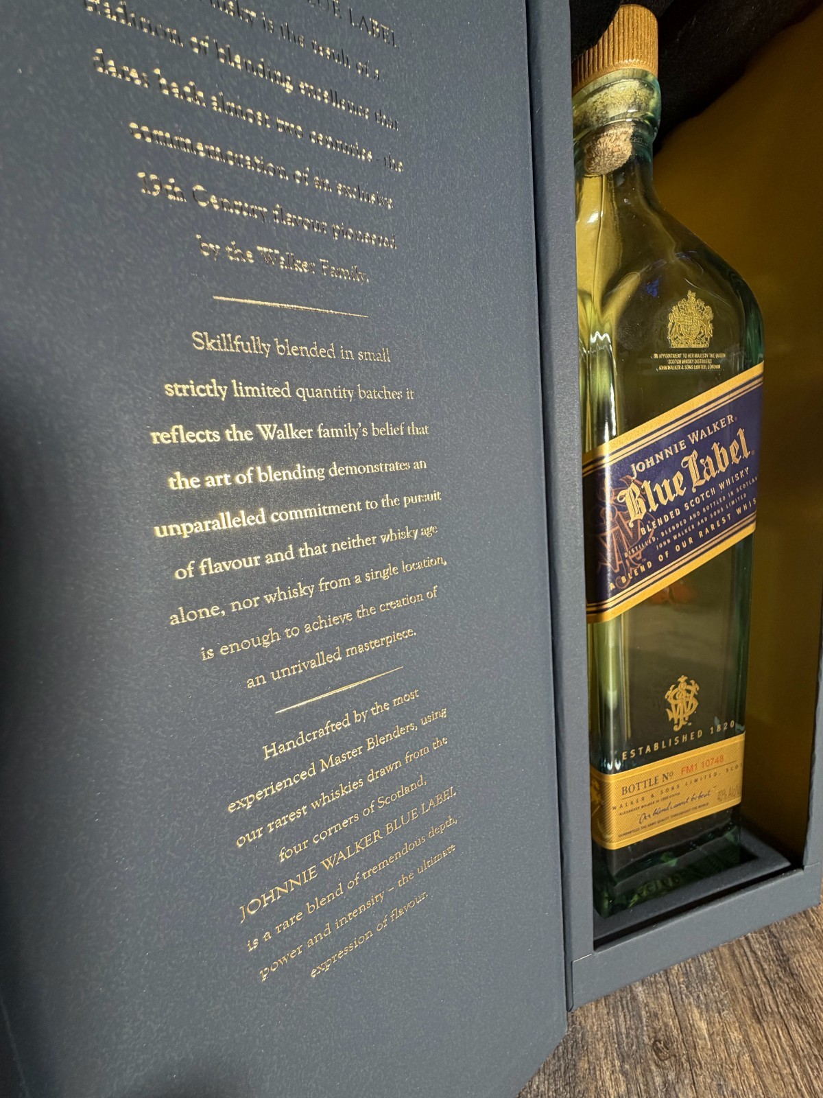 Empty Johnnie Walker Blue Label Bottle with Box Collectible Display