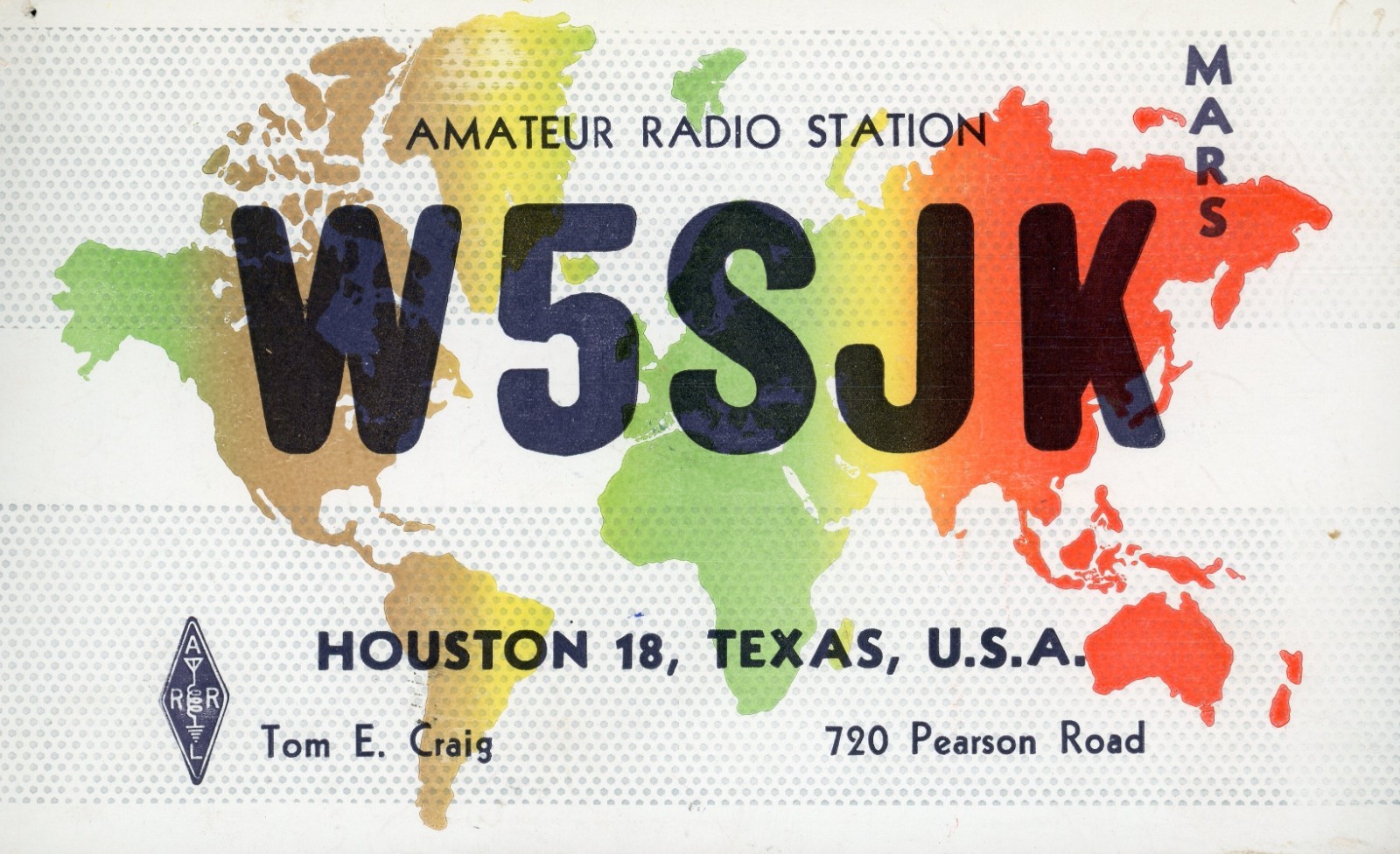 Vintage Amateur Radio QSL Postcard, 1952, W5SJK, Houston, TX, Scott #806