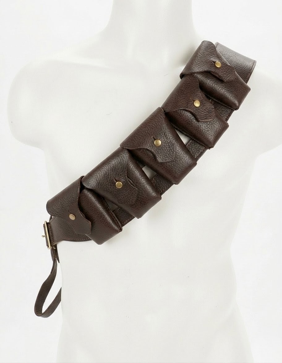 British 1903 Leather Five-Pocket Bandolier Pattern 1903 WW1-WW2 Reproduction.